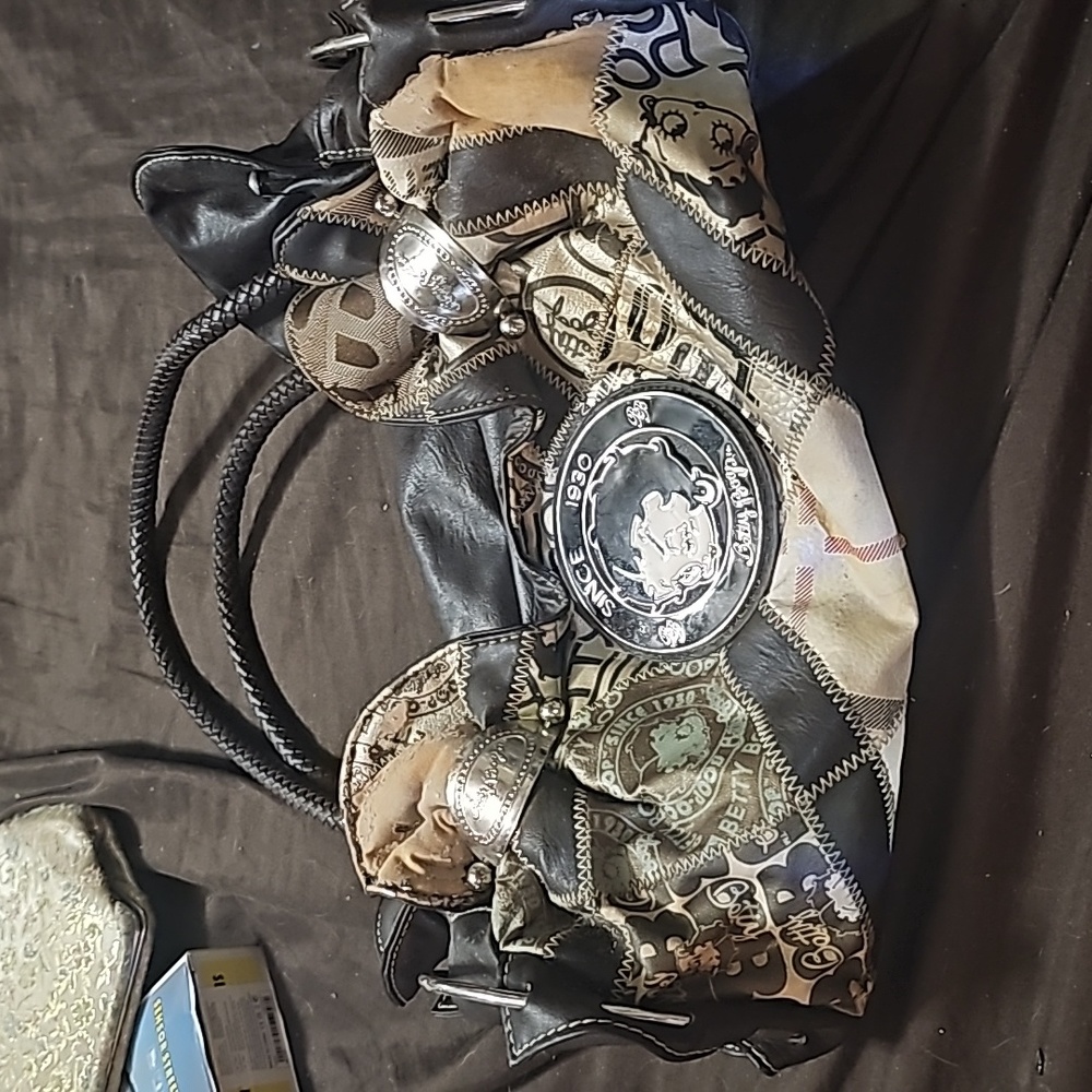 LARGE VINTAGE LEATHER Betty Boop purse
